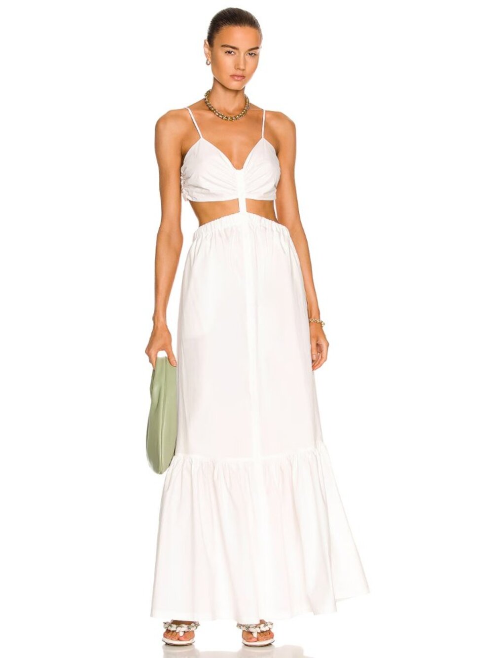 NWT SIMKHAI Kennedi Cutout Cotton Poplin Maxi Dress White M